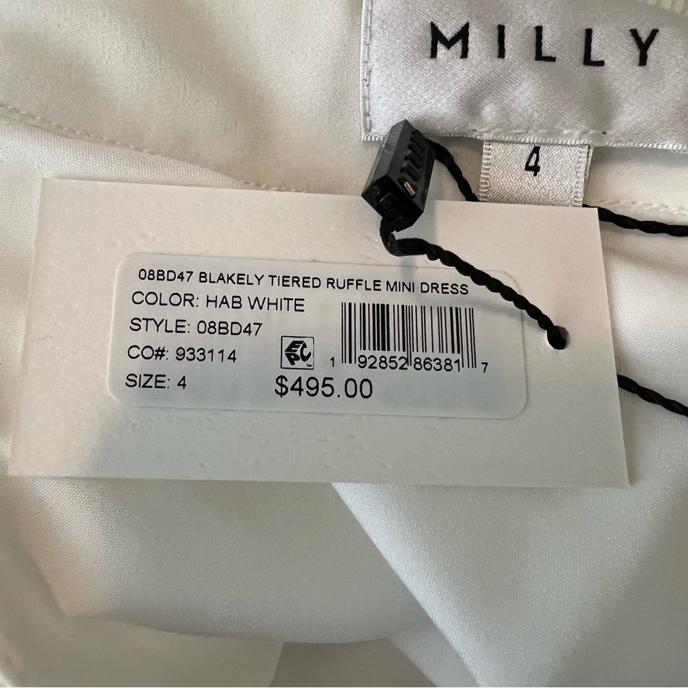 Milly | Blakely One Shoulder Tiered Ruffled Mini Dress White | 4 - Picture 15 of 16